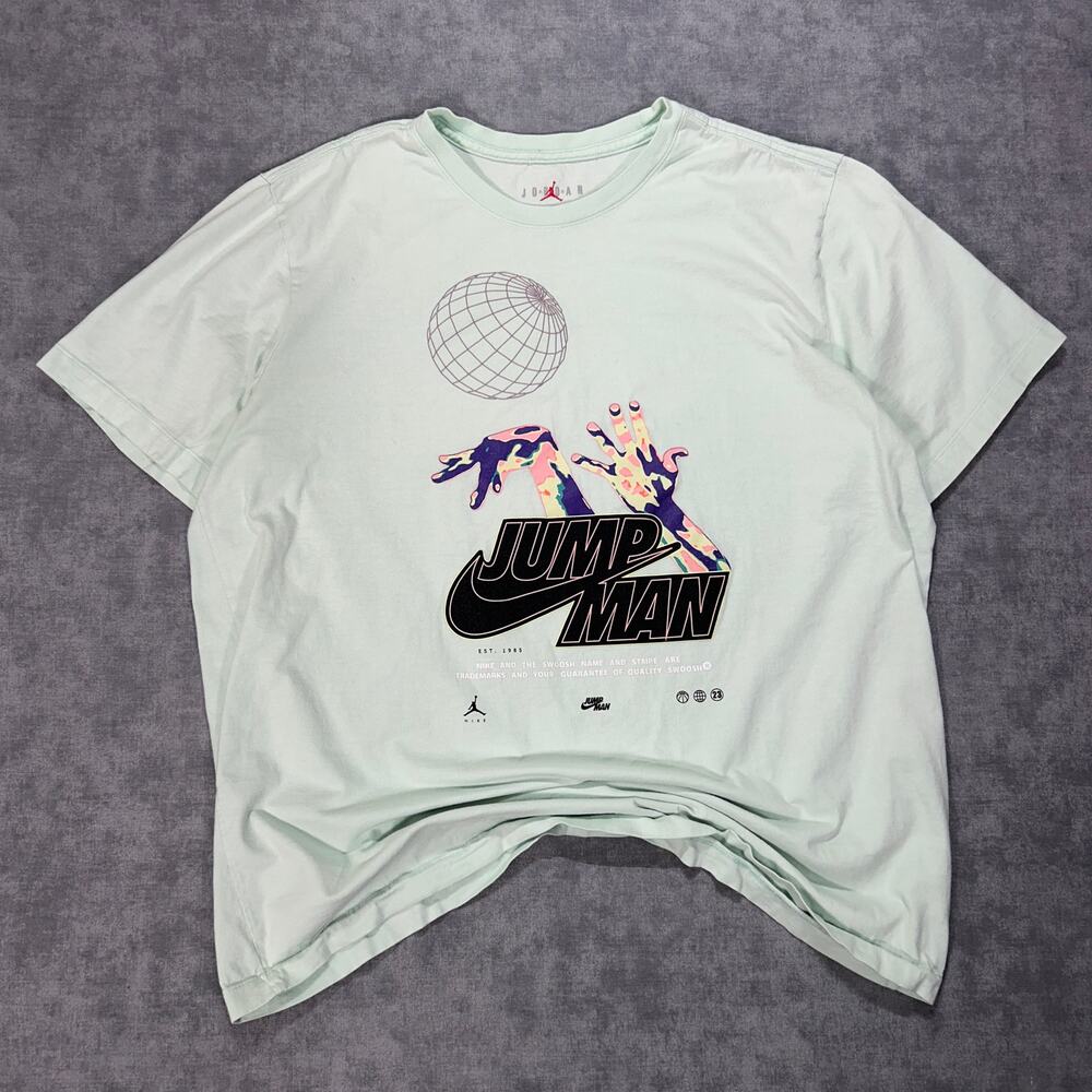 Jordan Nike Jumpman mint green sportswear streetwear jumpshot graphic tee mns XL